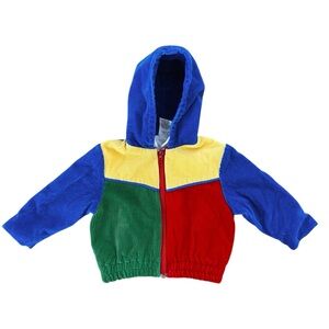 Vintage 80s 90s Adorable 100% Cotton Corduroy Colour-block Jacket Child 6Months